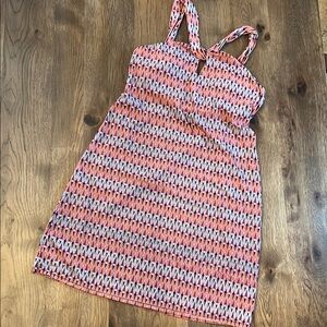 ATHLETA KIKI Women’s Halter Swim Dress with Keyhole Purple and Red Medium